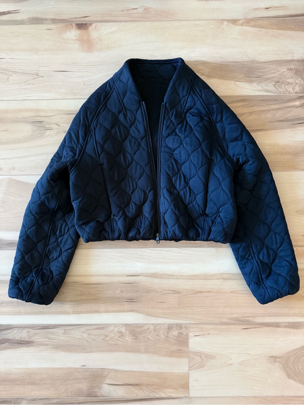 Lululemon Black Quilted Bomber Jacket - Size 6